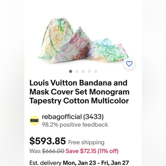 Louis Vuitton multi color cotton mask set - Picture 7 of 7